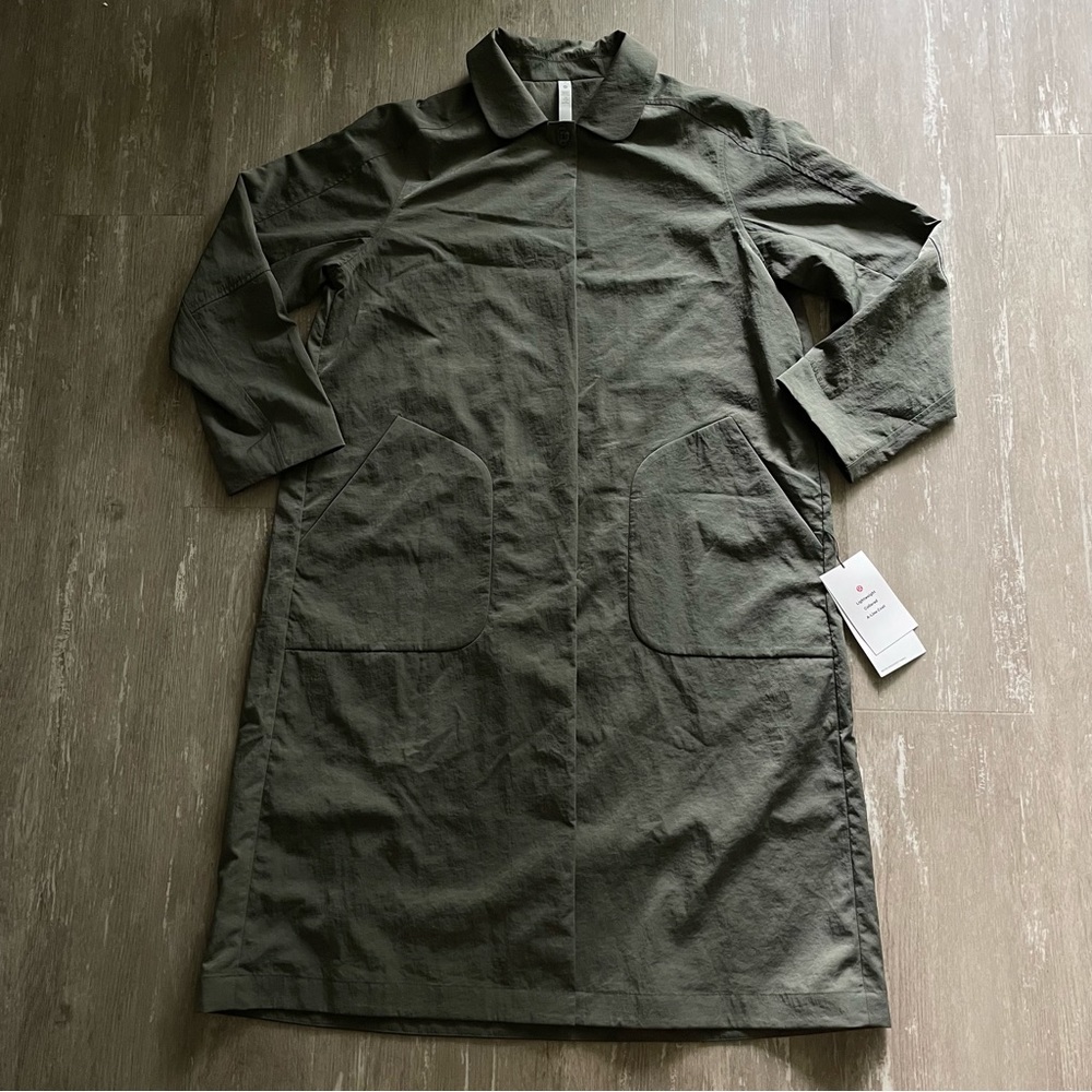 Lululemon Lightweight Collared A-Line Coat Jacket in Grey Sage (green grey) - Picture 2 of 11